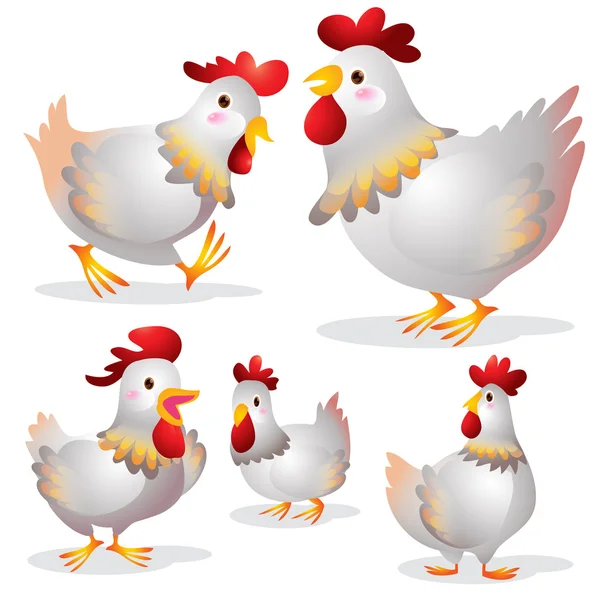 Lindo dibujo animado de gallina — Vector de stock