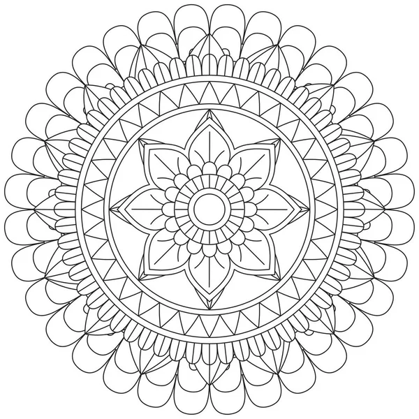 Blad Blomma Petal Färgläggning Mandala Konst Enkel Grafisk Form Vektor — Stock vektor