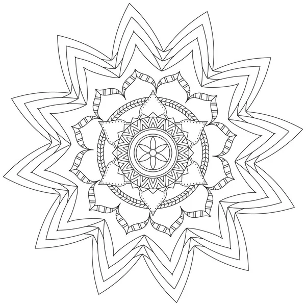 Hoja Flor Pétalo Colorear Mandala Arte Forma Gráfica Simple Vector — Vector de stock