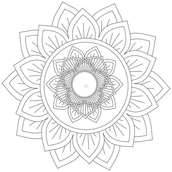 Blad Blomma Petal Färgläggning Mandala Konst Enkel Grafisk Form Vektor — Stock vektor