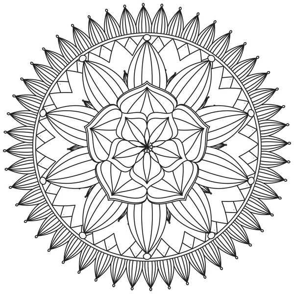 Hoja Flor Pétalo Colorear Mandala Arte Forma Gráfica Simple Vector — Vector de stock