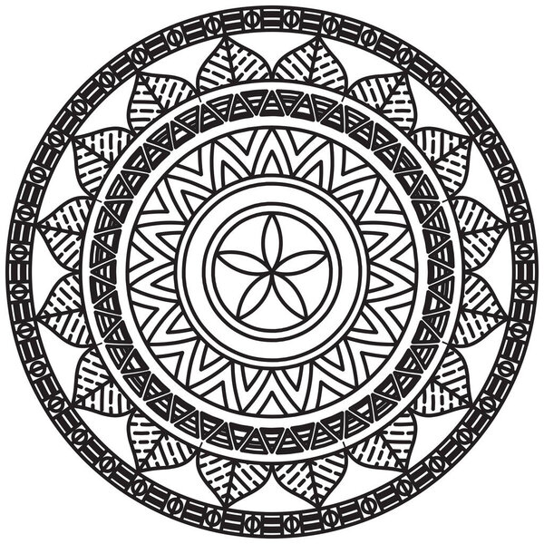 Leaf Flower Petal Coloring Mandala Art Simple Graphic Shape Vector Floral Oriental Outline Vintage Decorative Elements Pattern Illustration Islam Arabic Indian Turkish Mystic Religion Morals Lotus