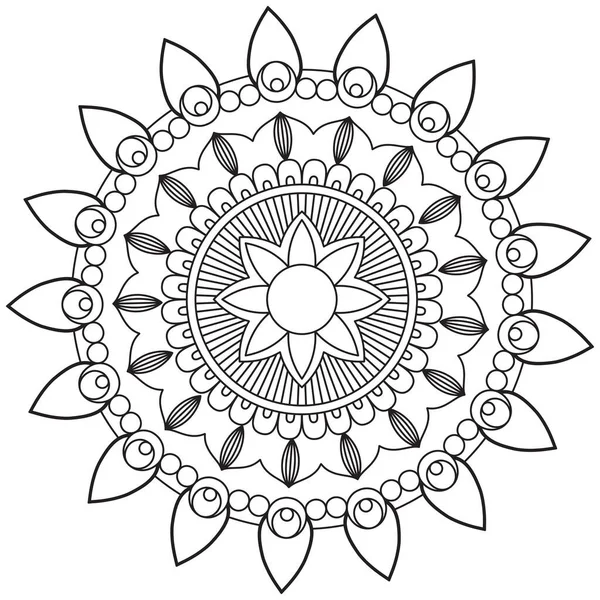 Blatt Blume Blütenblatt Färbung Mandala Kunst Einfache Grafische Form Vektor — Stockvektor