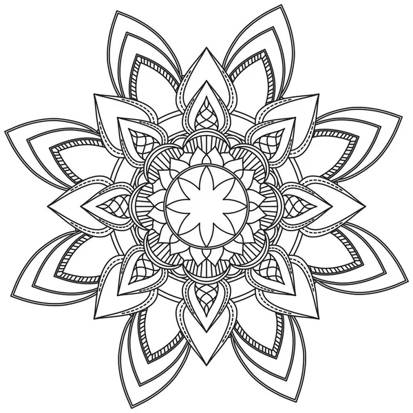 Levél Virág Szirom Színezés Mandala Art Egyszerű Grafikus Alak Vektor — Stock Vector