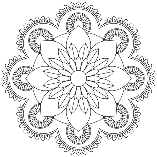 Blad Blomma Petal Färgläggning Mandala Konst Enkel Grafisk Form Vektor — Stock vektor