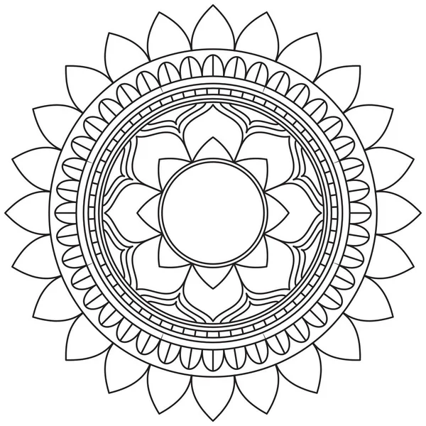 Blad Blomma Petal Färgläggning Mandala Konst Enkel Grafisk Form Vektor — Stock vektor