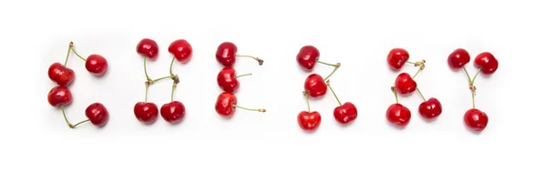 Text from fresh cherries — Stock Photo, Image