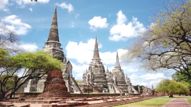 Wat Phra Si Sanphet Tempel in der Altstadt Die historische Stadt Ayutthaya Thailand — Stockvideo