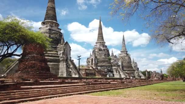 Wat Phra Si Sanphet Tempel in der Altstadt Die historische Stadt Ayutthaya Thailand — Stockvideo