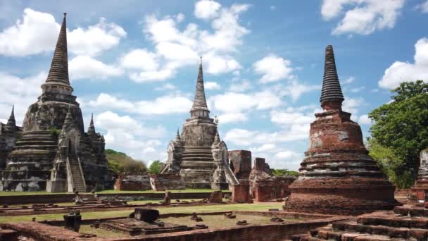 Wat Phra Si Sanphet Tempel in der Altstadt Die historische Stadt Ayutthaya Thailand — Stockvideo