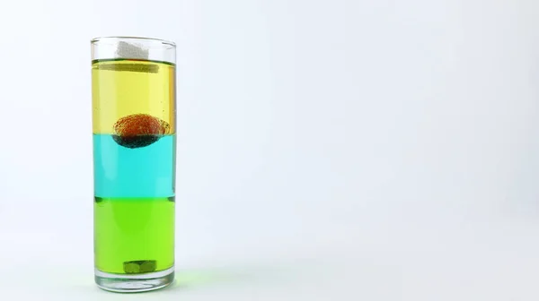 Liquid Layer Density Experiment Using Separate Layers Consisting Syrup Water — Stock Photo, Image