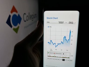 Stuttgart, Almanya - 11-24-2025: ABD 'li Collegium Pharmaceutical Inc. şirketinin web sayfası olan kişi logo önünde ekranda. Telefon ekranının merkezine odaklan.