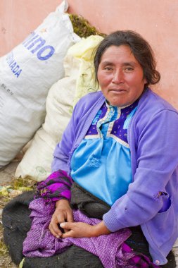 Geleneksel giysiler içinde Maya kadın
