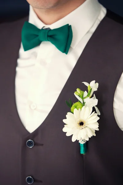 Sposi boutonniere e cravatta - farfalla — Foto Stock