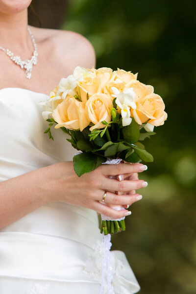 gentle bridal bouquet in hands