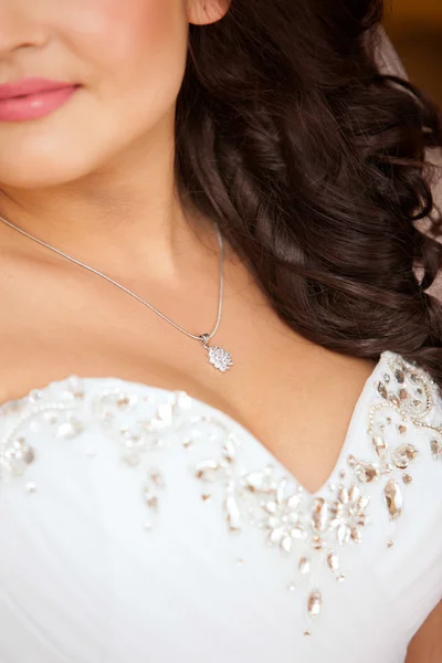 necklace on the woman\'s neck