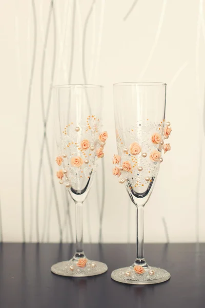 Decorative two wedding glasses Royalty Free Stock Photos