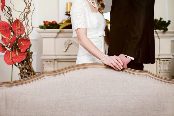 Groom holds the bride by a hand — Stock Photo, Image