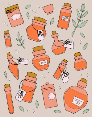 İksir şişeleri ve bitkiler