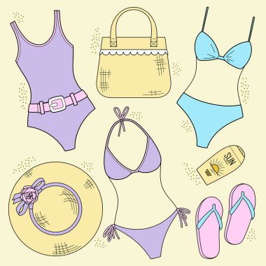 Mayo ve plaj takımı.