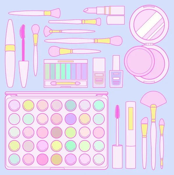 Conjunto Artículos Maquillaje — Vector de stock