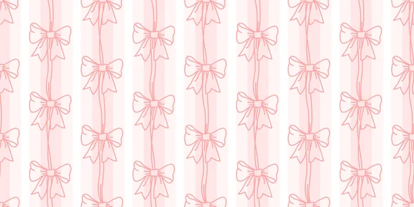 Pembe kurdeleli kusursuz desen. Sevgililer Günü için Coquette Fiyonkları, selamlar, davetiyeler, imalat, ambalaj kağıdı, tekstil. Sonsuz vektör deseni