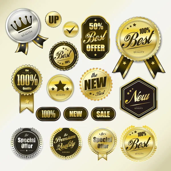 Set de collection étiquettes dorées — Image vectorielle