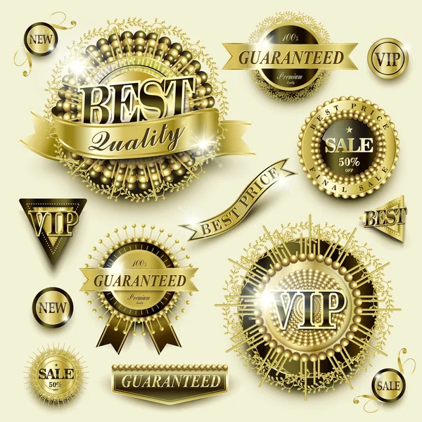 Colección hermosa etiqueta de oro conjunto — Vector de stock