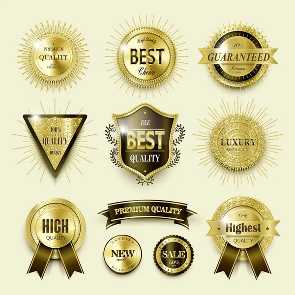 Elegante gouden label collectie set — Stockvector