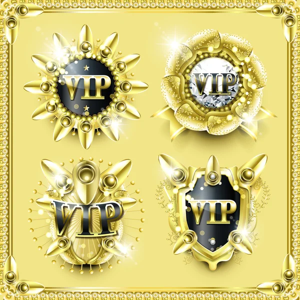 Splendide collection d'étiquettes VIP dorées — Image vectorielle