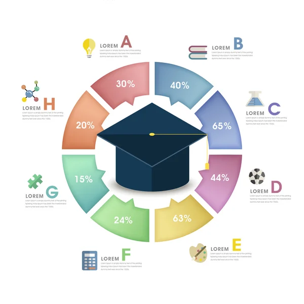 Diseño de plantilla infográfica de educación — Archivo Imágenes Vectoriales