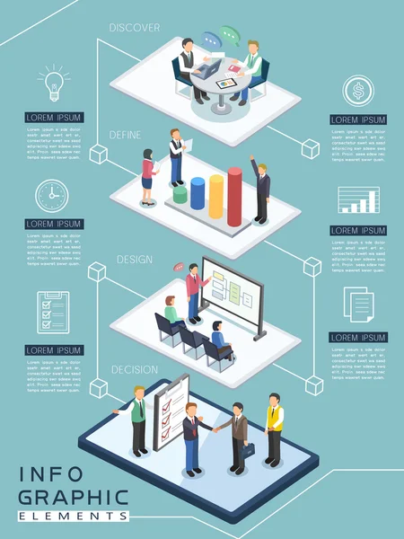 Proceso de reunión infografía — Archivo Imágenes Vectoriales