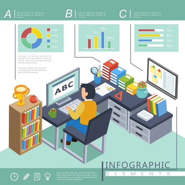 Infografía de educación en línea — Archivo Imágenes Vectoriales