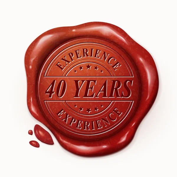 Forty years 3d red wax seal — Stock Vector