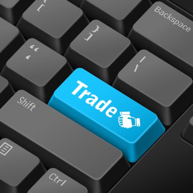 Ticaret kavramı ile 3d bilgisayar klavye