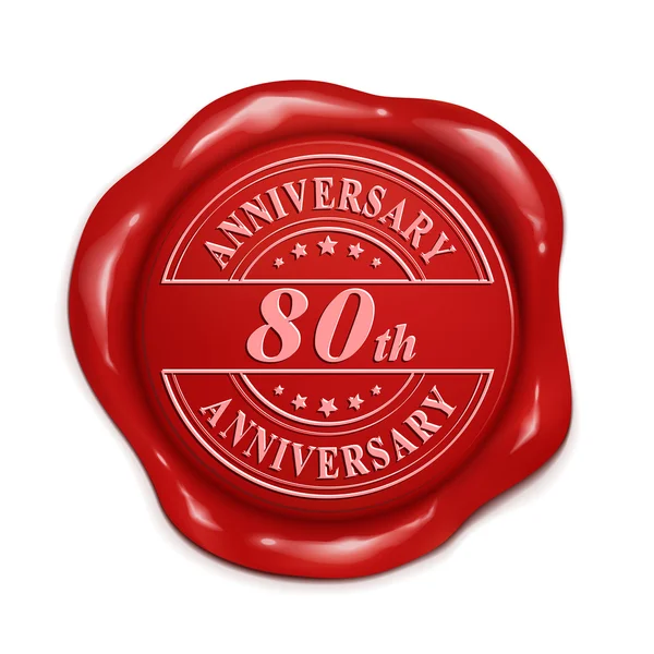 80esimo anniversario 3d sigillo di cera rossa — Vettoriale Stock
