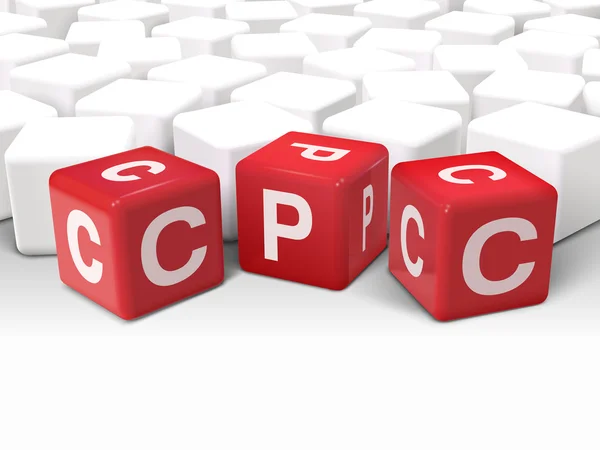 Ilustração de dados 3d com palavra CPC —  Vetores de Stock