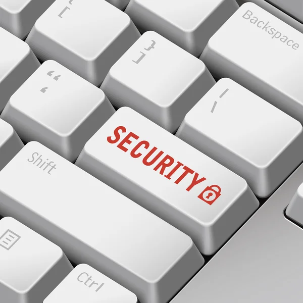 Conceito de segurança com teclado de computador 3d —  Vetores de Stock
