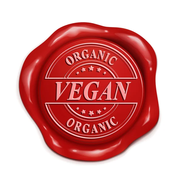 Vegan 3d sigillo di cera rossa — Vettoriale Stock