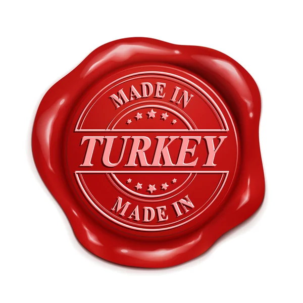 Hecho en Turquía 3d sello de cera roja — Vector de stock