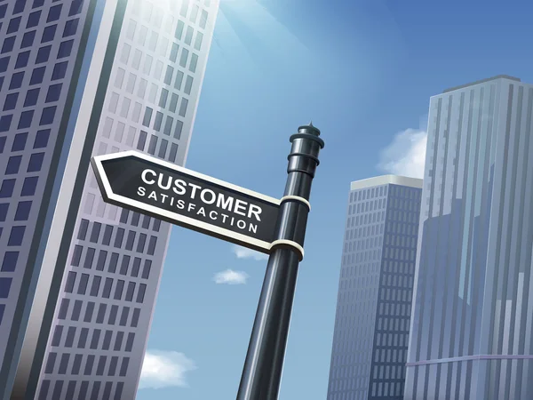 3d road sign saying customer satisfaction — Stock Vector