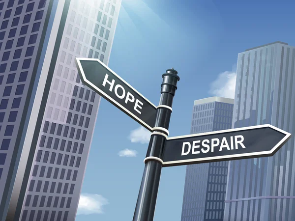 3d señal de tráfico diciendo desesperación y esperanza — Vector de stock
