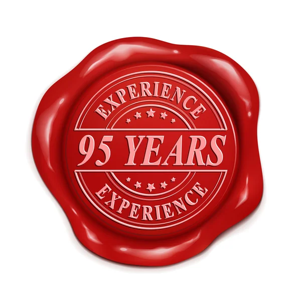 Ninety five years 3d red wax seal — Stock Vector