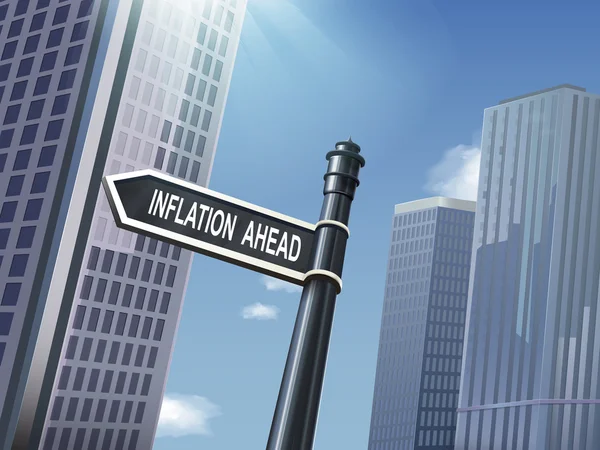 3d señal de tráfico diciendo inflación por delante — Vector de stock