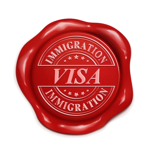 Visa 3d sello de cera roja — Vector de stock