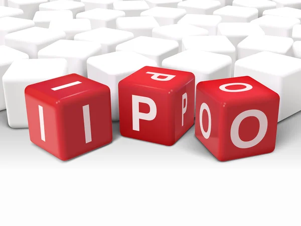 Ilustração de dados 3d com palavra IPO — Vetor de Stock