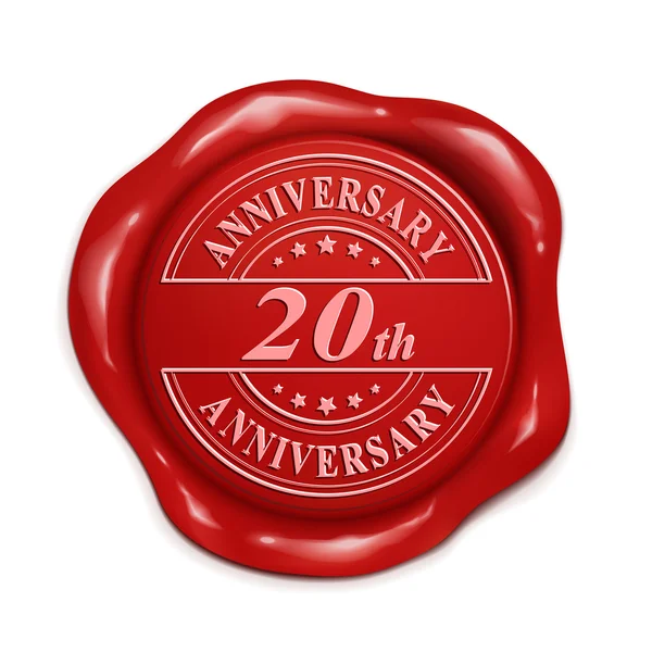 20esimo anniversario 3d sigillo di cera rossa — Vettoriale Stock