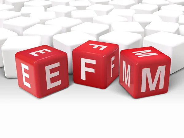 Ilustração de dados 3d com palavra EFM —  Vetores de Stock