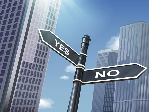 3d sinal de estrada dizendo sim e não — Vetor de Stock