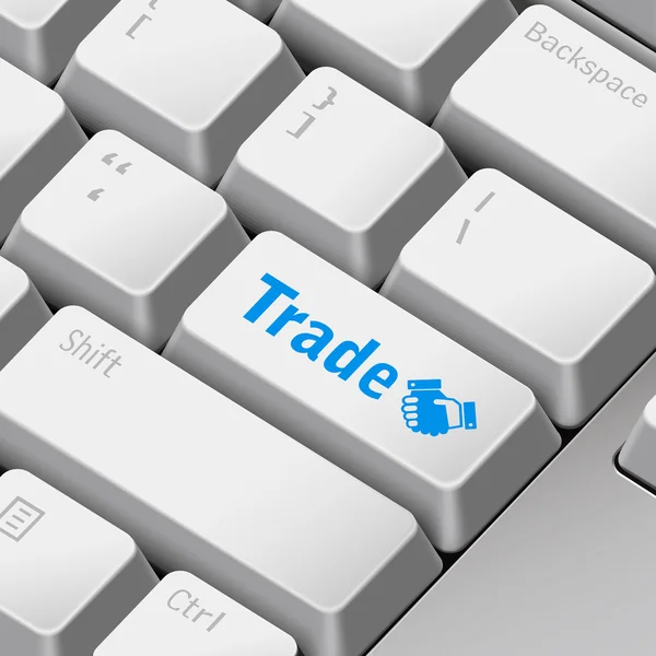 Concetto di commercio con tastiera computer 3d — Vettoriale Stock